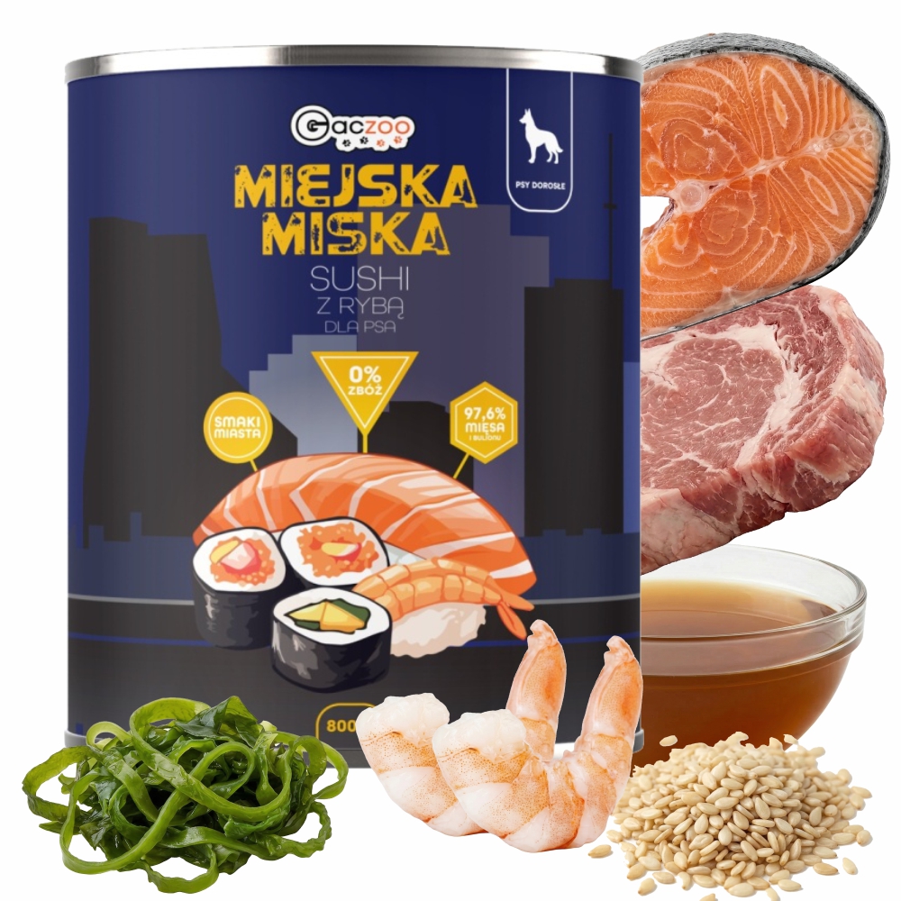 Gaczoo Miejska Miska karma mokra dla psa Sushi z łososiem Style 800g